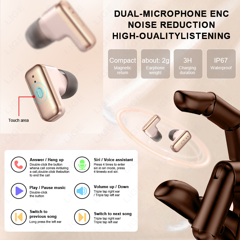 LIGE 2 en 1 TWS casque montre  - Smartwatch Headset avis et prix